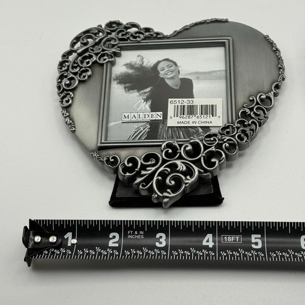 Pair of NWT Malden International Designs Pewter Heart Photo Frames